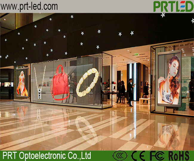 P3.91,P5 Glass LED Wall Transparent LED Screen for Indoor Shop Window / Wall Background